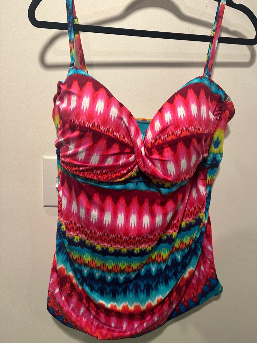 Liz Claiborne Pink Multi-Color Patterned Tankini Swim Top 20W